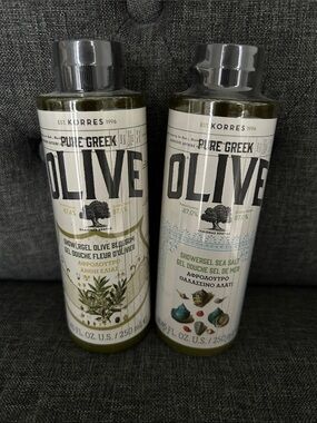 NEW 🆕 TWO Korres Pure Greek Olive Shower Gel – Green Olive & Sea Salt (2x250 ml)